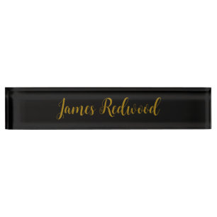 Porte-nom Pour Bureau Chic Calligraphie Professionnel Couleur Or Noir