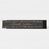 Porte-nom Pour Bureau Chic Classy élégant noir foncé professionnel flora (Devant)