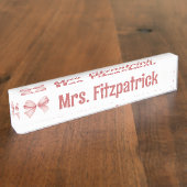 Porte-nom Pour Bureau Chic Custom avec coquette rose Détails de la bow (Taille)