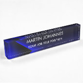 Porte-nom Pour Bureau Chic Elegant Plain Bleu Design