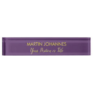 Porte-nom Pour Bureau Chic Elégant Plat élégant Indigo & Couleur Jaune