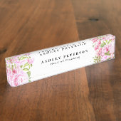 Porte-nom Pour Bureau Chic Elegant Rose Floral (Taille)