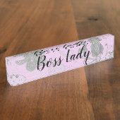 Porte-nom Pour Bureau Chic Floral "Boss Lady" (Taille)