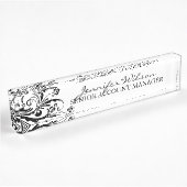 Porte-nom Pour Bureau Chic floral noir et blanc