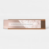 Porte-nom Pour Bureau Chic Rose or brossé métal marbre rose (Devant)
