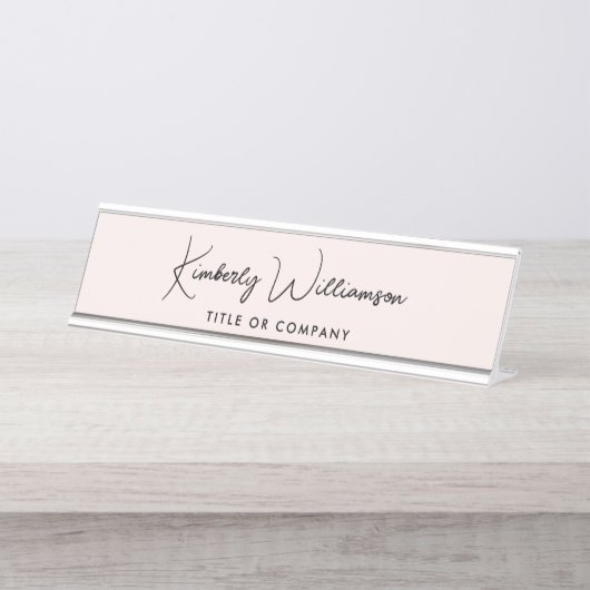 Porte-nom Pour Bureau Chic Script Professional Rose (Devant)