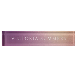 Porte-nom Pour Bureau Chic Shimmer violet Ombre