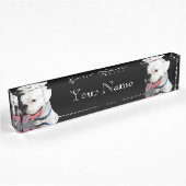 Porte-nom Pour Bureau Chien blanc de boxeur
