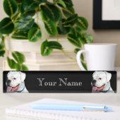 Porte-nom Pour Bureau Chien blanc de boxeur