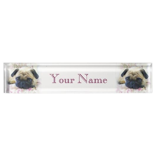 Porte-nom Pour Bureau Chien de carlin (Devant)