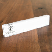 Porte-nom Pour Bureau Chien en dalmate dessin simple noir (Taille)