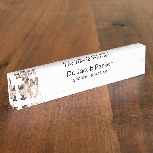 Porte-nom Pour Bureau Chiens et illustrations de chats (Taille)