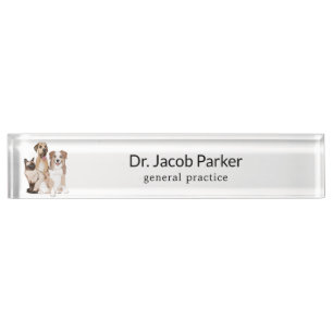 Porte-nom Pour Bureau Chiens et illustrations de chats