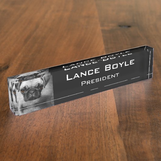 Porte-nom Pour Bureau Chiot de carlin (Taille)