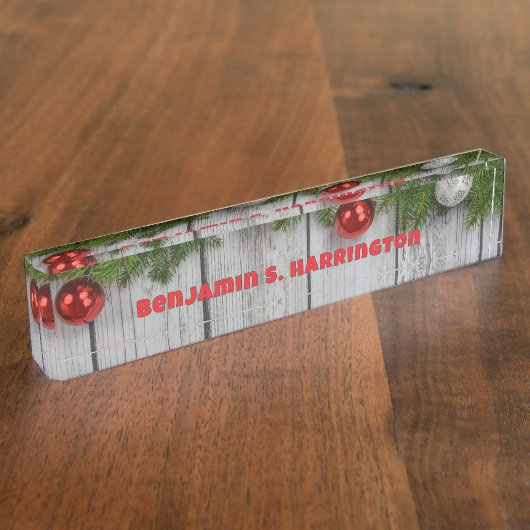 Porte-nom Pour Bureau Christmas Wood Holiday Season (Taille)