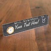 Porte-nom Pour Bureau Chrome Comme Taurus Zodiac Panneau Décor (Taille)