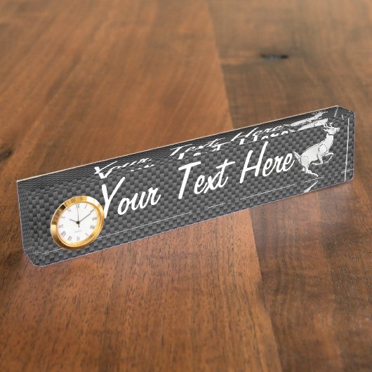 Porte-nom Pour Bureau Chrome personnalisé exécutant Deer Carbon Fiber lo (Taille)