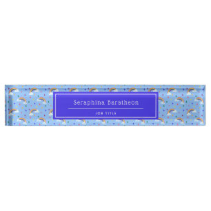 Porte-nom Pour Bureau Ciel arc-en-ciel bleu personnalisé