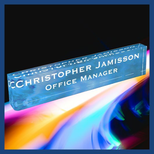 Porte-nom Pour Bureau Ciel bleu acrylique Nom et titre