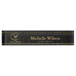 Porte-nom Pour Bureau Ciseaux et salon de coiffure adorables de