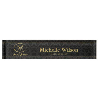 Porte-nom Pour Bureau Ciseaux et salon de coiffure adorables de