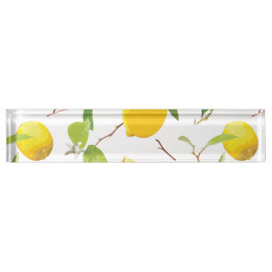 Porte-nom Pour Bureau Citron et feuille 2 d'aquarelle