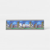 Porte-nom Pour Bureau Cityscape Art par Enfants (Devant)