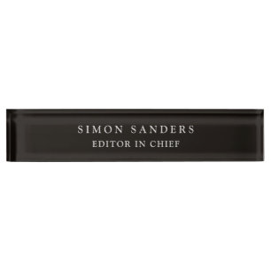 Porte-nom Pour Bureau Clair classique minimaliste unique Noir fumé