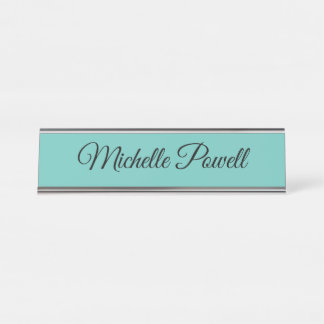Porte-nom Pour Bureau Clair Turquoise Couleur tendance Script moderne