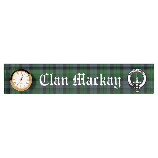 Porte-nom Pour Bureau Clan Mackay Crest Badge & Tartan personnalisable (Devant)
