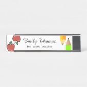 Porte-nom Pour Bureau Classe D'Enseignants D'École De Pomme Et De Crayon (Devant)