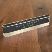 Porte-nom Pour Bureau Classe Executive Black Gold Professional (Taille)