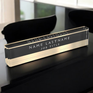 Porte-nom Pour Bureau Classe Executive Black Gold Professional