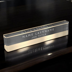 Porte-nom Pour Bureau Classe Executive Black Gold Professional