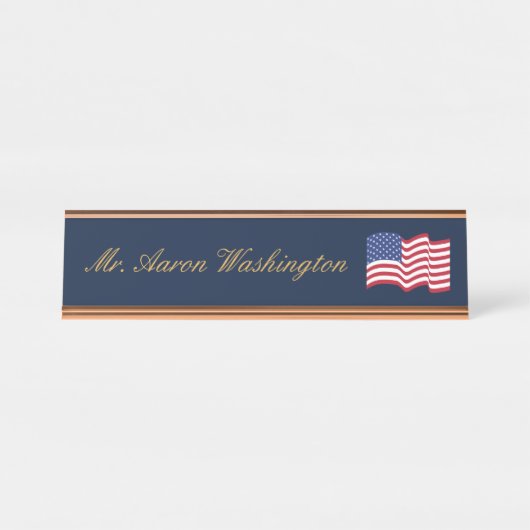 Porte-nom Pour Bureau Classic American Flag Name Plate  (Devant)