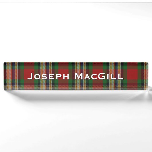 Porte-nom Pour Bureau Classic Clan MacGill Custom Desk Nameplate (Devant)