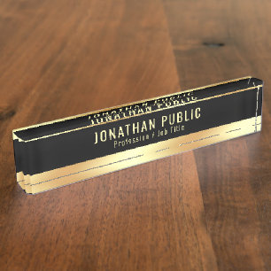 Porte-nom Pour Bureau Classic Classique Noir et Or tendance Modèle éléga