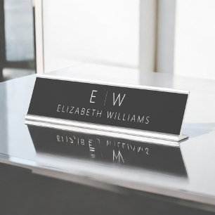 Porte-nom Pour Bureau Classic Élégant Moderne Minimaliste Nom Monogramme