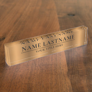 Porte-nom Pour Bureau Classique Elégant Faux Bronze Cuivre Brown