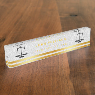 Porte-nom Pour Bureau Classique juridique d'échelle de noir d'or