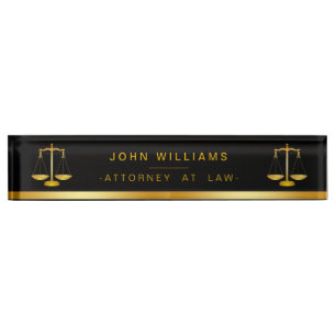Porte-nom Pour Bureau Classique juridique d'échelle de noir d'or