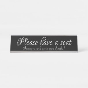 Porte-nom Pour Bureau Classique, luxueux "S'il vous plaît, asseyez-vous"