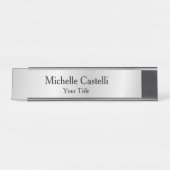 Porte-nom Pour Bureau Classique Professionnel Unique Simple Gris (Devant)