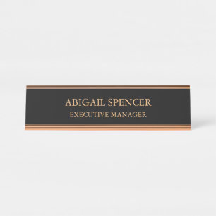 Porte-nom Pour Bureau Classique Simple Noir Professionnel