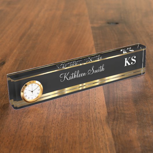 Porte-nom Pour Bureau Classy Ladies Monogram Bureau Nom Plate (Taille)