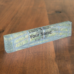 Porte-nom Pour Bureau Claude Monet - Bassin aux Nymphéas, Harmonie Verte