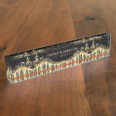 Porte-nom Pour Bureau Clavier Et Clavier Noir Et Or (Taille)