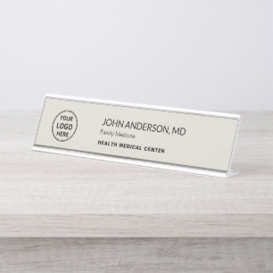 Porte-nom Pour Bureau Clinique de soins médicaux Médecin Beige neutre