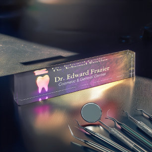 Porte-nom Pour Bureau Clinique dentaire professionnelle Rose Gold Tooth