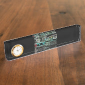 Porte-nom Pour Bureau CLRV Neon à stn Desk Nameplate avec horloge (Taille)